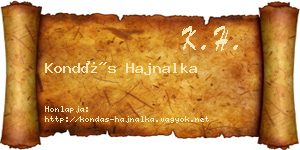 Kondás Hajnalka névjegykártya